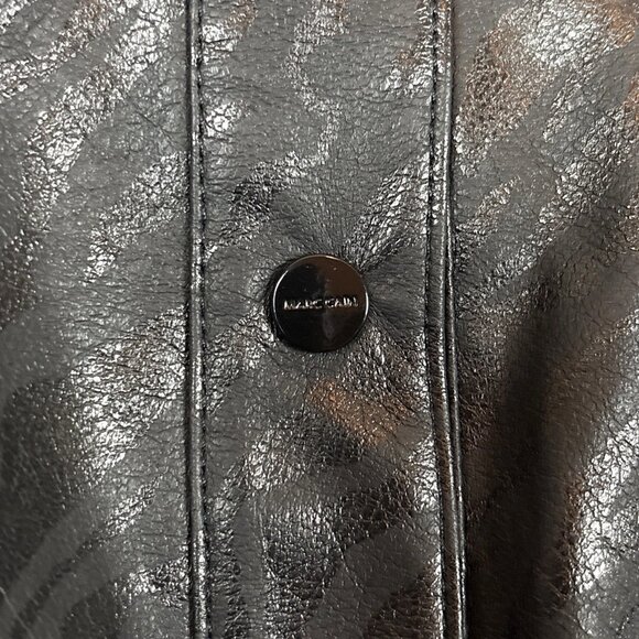 Marc Cain Sports Zebra Print Shiny Faux Leather Shacket Top Black Size N4 Large - Picture 6 of 11